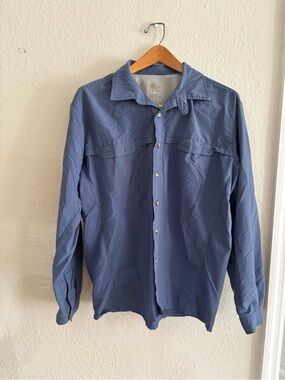 Mountain Hardwear- Men's Lightweight Long-Sleeve Button Shirt- Blue- Large